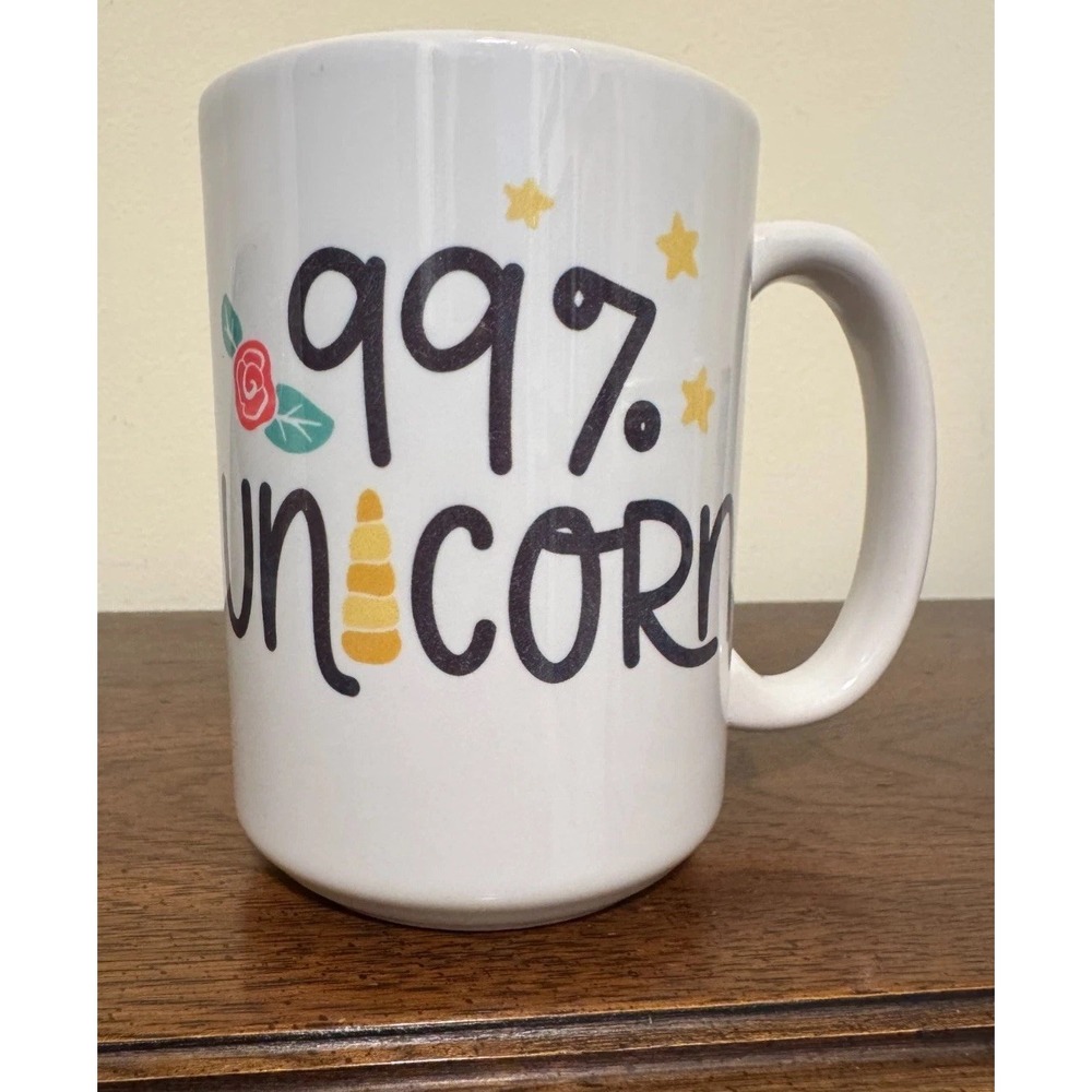 99% Unicorn Large White Ceramic Mug Coffee Cup Tea Hot Chocolate 4.75" h